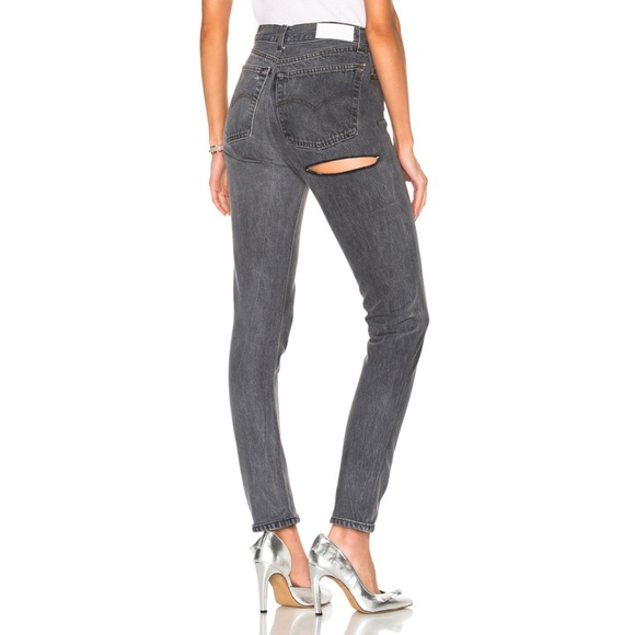 Levi's Denim - LEVI'S Skinny Ass Ripped Butt Rip Black Jeans